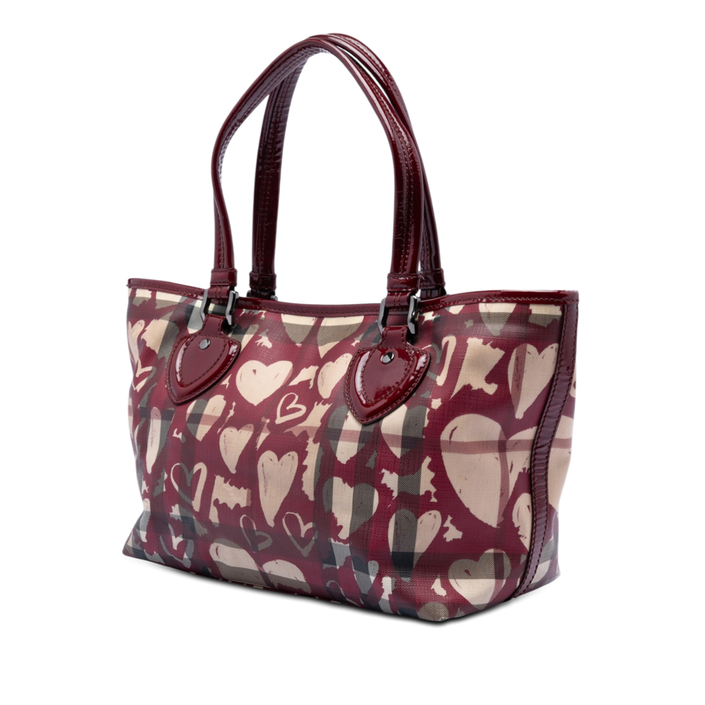 Pre-Loved Burberry House Check Coated Canvas Hearts Gracie Tote - Picture 2 of 7